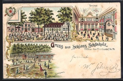 Lithographie Berlin-Schönholz, Restaurant v. Ferd. Brauns 1897 