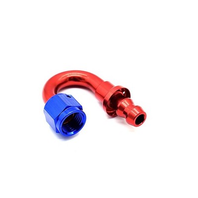 Alu Fitting AN6 Push On 180° Dash Verbinder Anschluss Rot/Blau 9/16 - 18