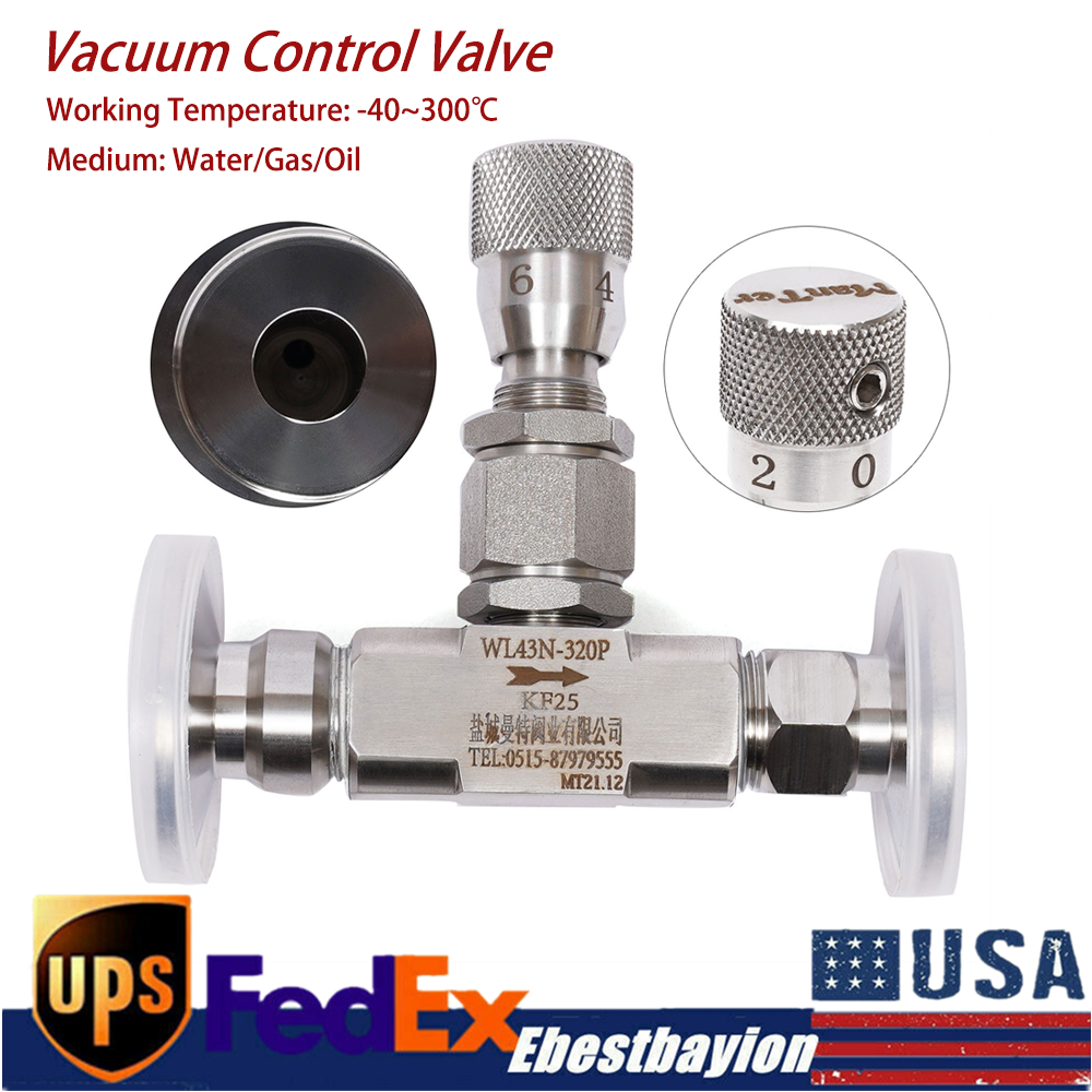 KF25 High Vacuum Metering Valve Bellows Sealed 304 Stainless Steel Tube Fittings