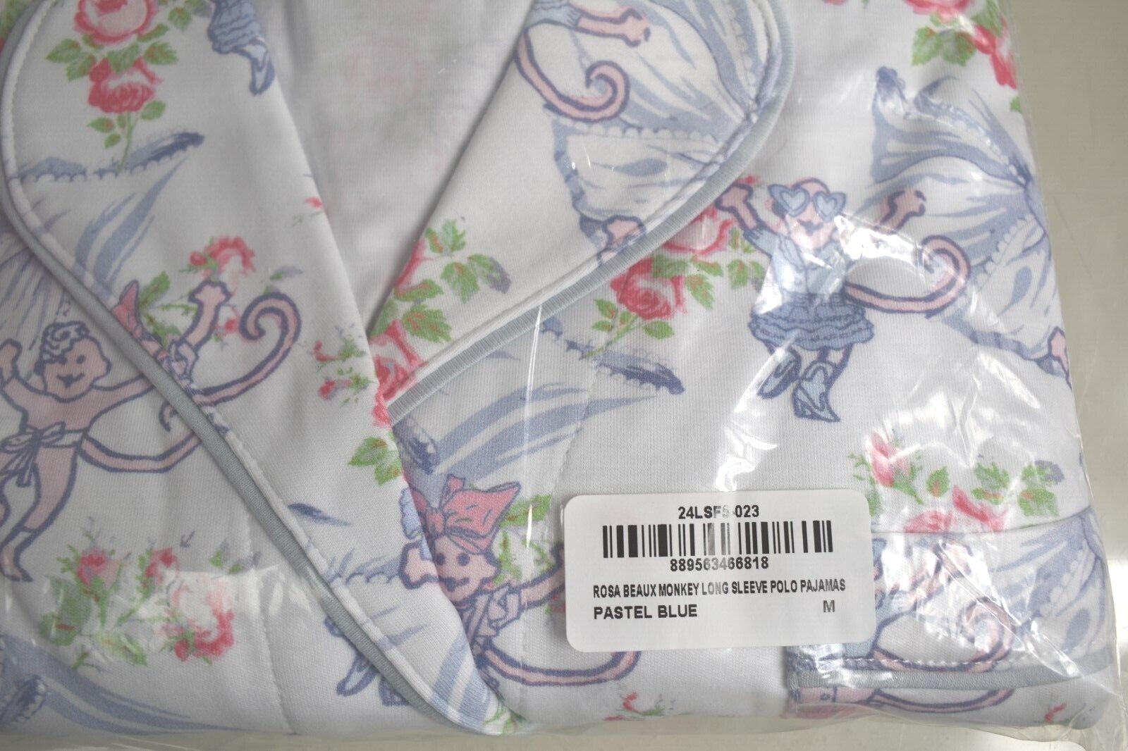New Roller Rabbit x LoveShackFancy Rosa Beaux Monkey Long Sleeve Polo ...