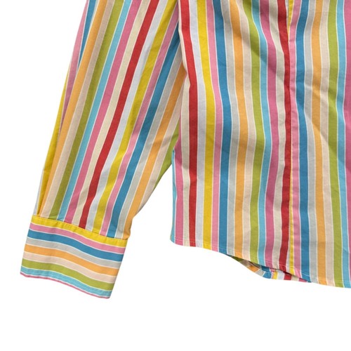 Vtg Real Clothes Striped Shirt Womens Multicolor Long Sleeve Button Up Top Sz 14 - Picture 9 of 9