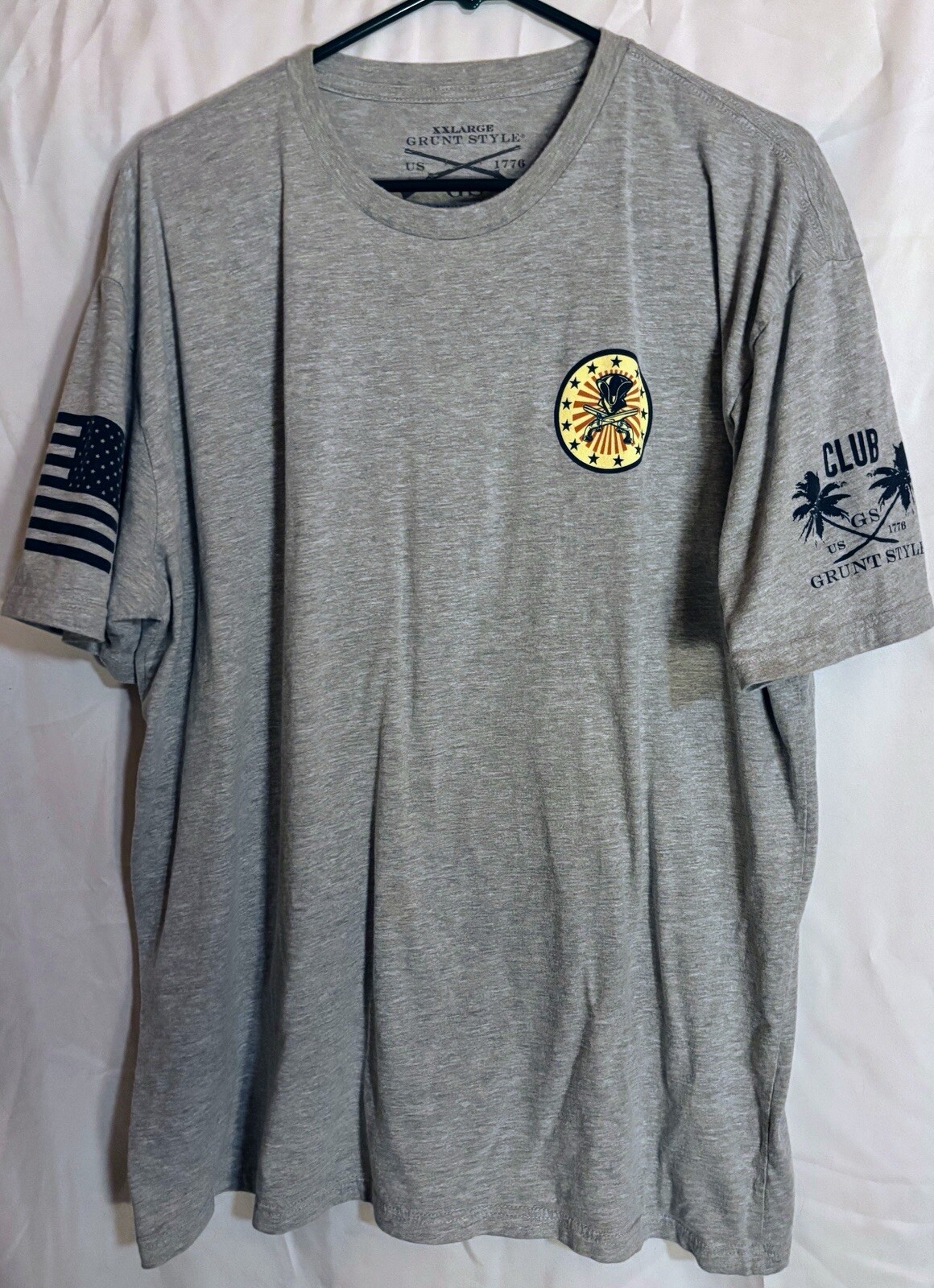 XXL Grunt Style This We'll Defend Tshirt Gray Men Shirt Flag Patriot