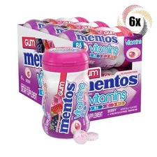 Full Box 6x Bottles Mentos Vitamins Berry Flavor Gum, 45 Pieces Each - 3.18oz