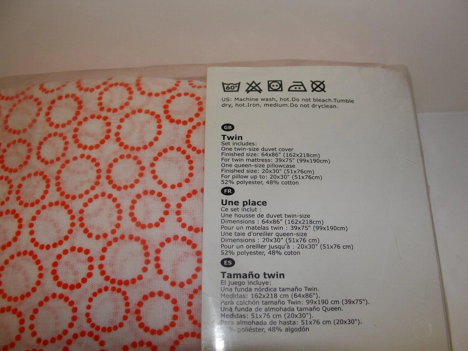 Funda nórdica y funda de almohada Ikea Tradaster Twin - Círculos naranjas sobre blanco - Nueva Foto 3 de 4