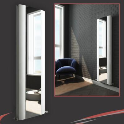 White Aluminium Mirror Radiator CARIAD Double 470mm x 1700mm 7102