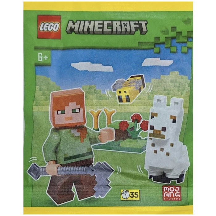 LEGO Minecraft Алекс, Малыш Лама и Пчела, бумажный пакет 662308 (ЗАПЕЧАТАННЫЙ)