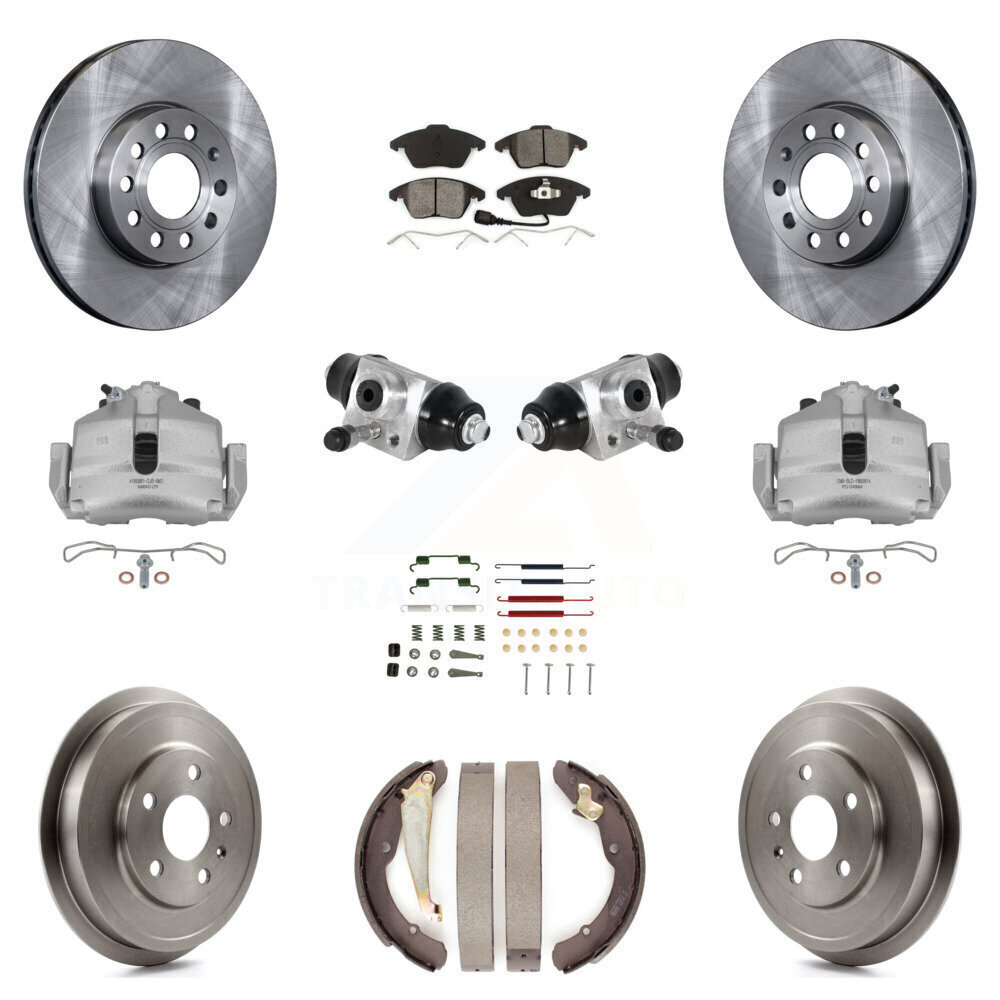 Front and Rear Disc Brake Caliper Rotor Drum Semi-Metallic Pad Shoe Cylinder Complete Kit for Improved Stopping Power and Safety