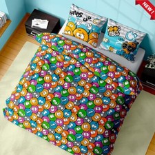 SET Completo LENZUOLA Matrimoniale SINGOLO Piazza e Mezza ITALIANO Cotone EMOJI