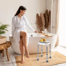 NNECW 360 Rotating Shower Stool with 6 Height & Anti-Slip Rubber Tips