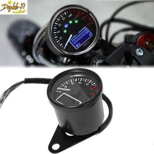 Motorcycle Retro Digital Speed Meter Odometer Tachometer Gauge Motorcycle 12V - Image 2 of 4