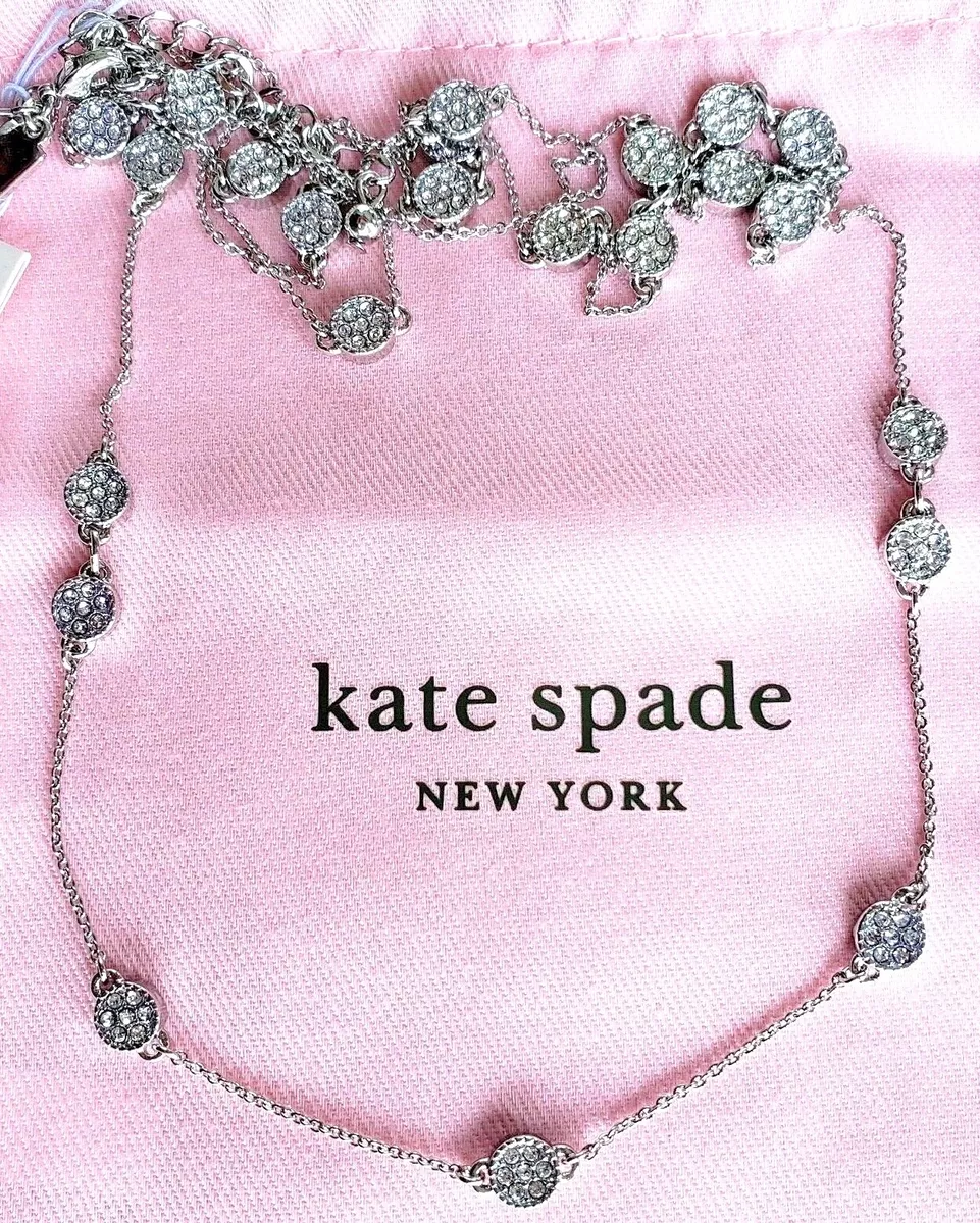 KATE SPADE GATSBY DOT MINI SCATTER NECKLACE NWT CLEAR SILVER eBay