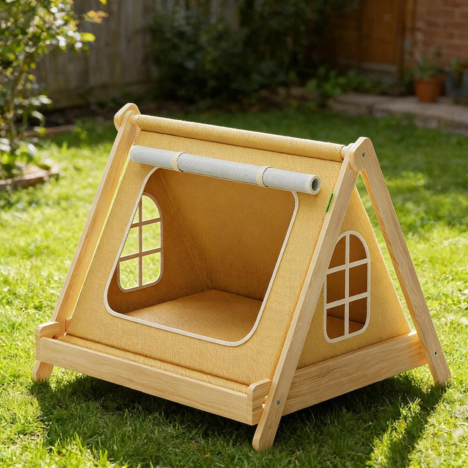 Indoor Dog Tent Elevated Dog Bed Breathable Wooden Stable Bed Indoor Elevated