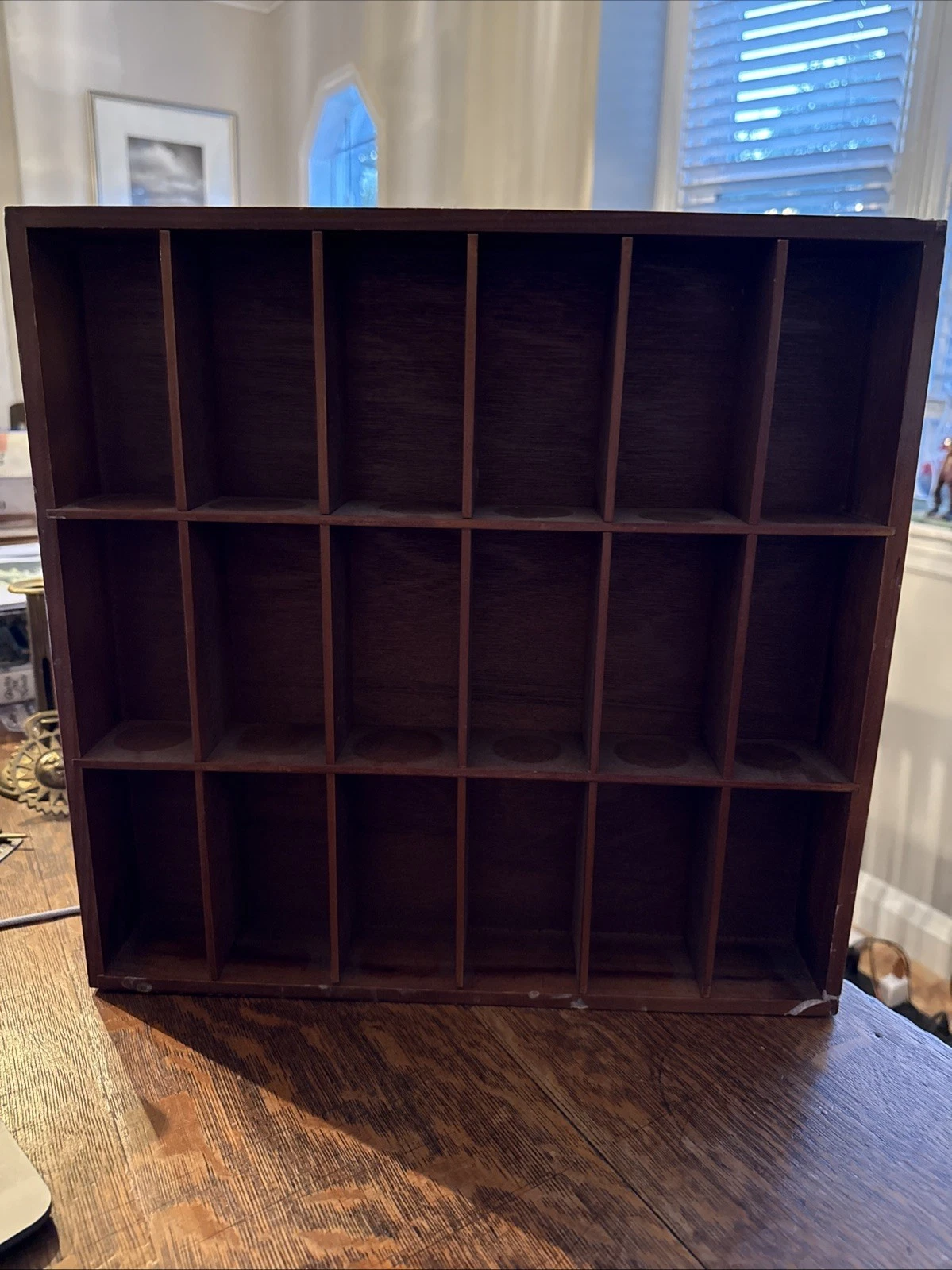 Vintage cubby wall shelf/18 Slots/14.75x15”
