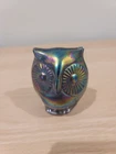 Vintage Fenton Carnival Glass Owl Figurine Multicolor Paperweight Irridescent