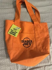 New Trader Joe Mini Canvas Tote Bag Orange