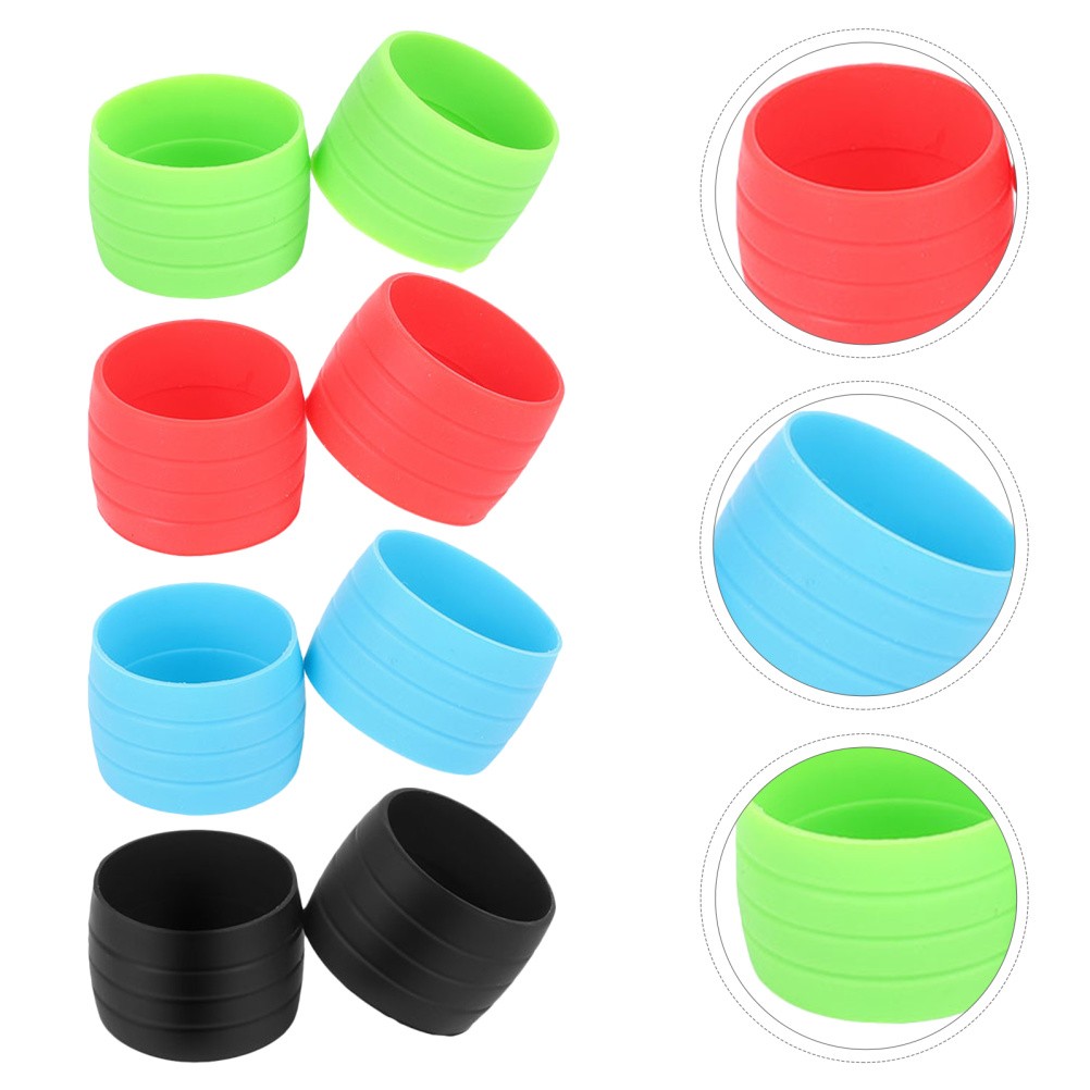  4 Pairs Bike Handle Grips Handlebar Cover Tape Silicone Ring Fixing