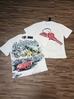 #ad Mens NEW Godspeed sports car Back large key print Short sleeved T shirt $38.00