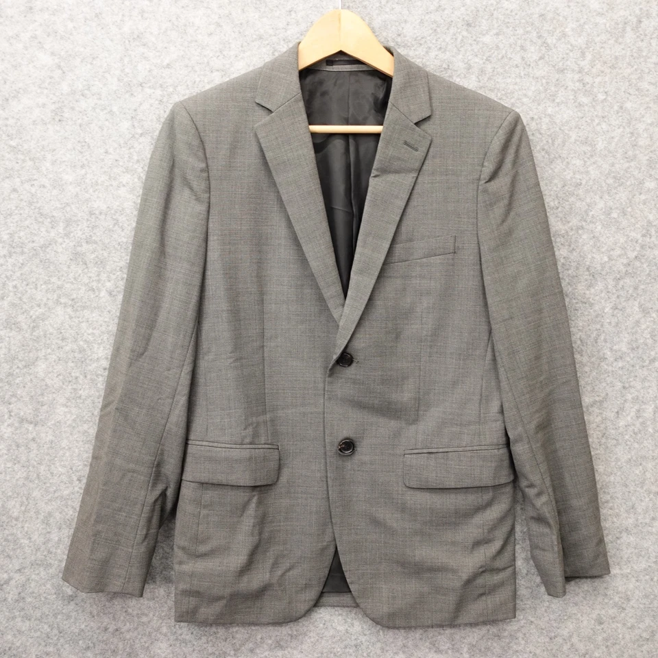 Theory Wool Stretch Suit Mens 36S XS Heather Gray Slim WELLAR Blazer Pants 32x27 - Image 4 of 4