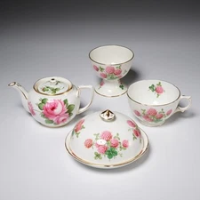 Hammersley Pink Clover Flower Rose Personal Breakfast for One Cup Bowl Plate Set