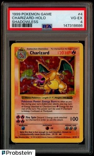 1999 Pokemon Game Shadowless #4 Charizard Holo PSA 4 VG-EX