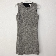 Isaac Mizrahi Wool Blend Sheath Dress Black White Tweed Career Size 6 Workwear