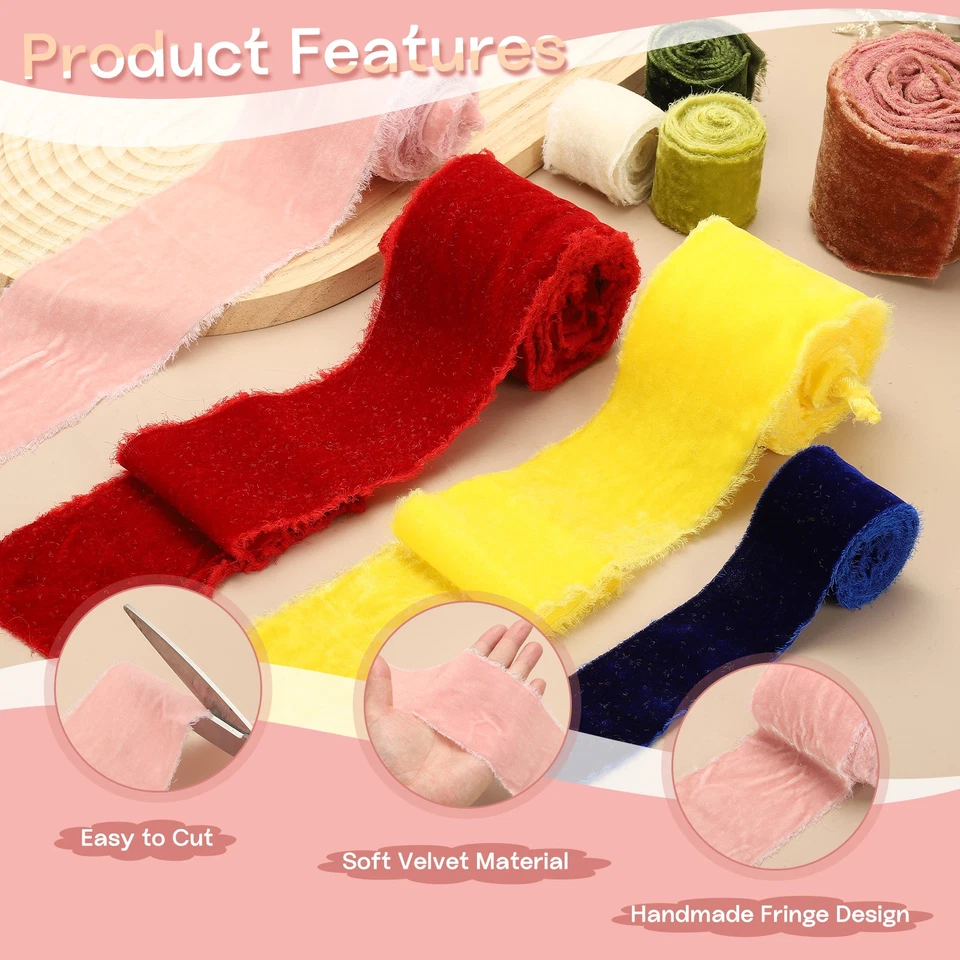 1 Roll Velvet Ribbon, 3 Inch x 3 Yard Silk Frayed Ribbon, Dark Brown - Imagem 3 de 4