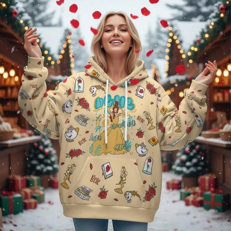 Belle Princess Beauty And The Beast Coquette Valentine's Day Hoodie 3D Printed