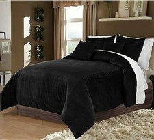 5 Pc Reversible Velvet Duvet Cover Set / Bedding set Xmas Home Decor Gift Hotel