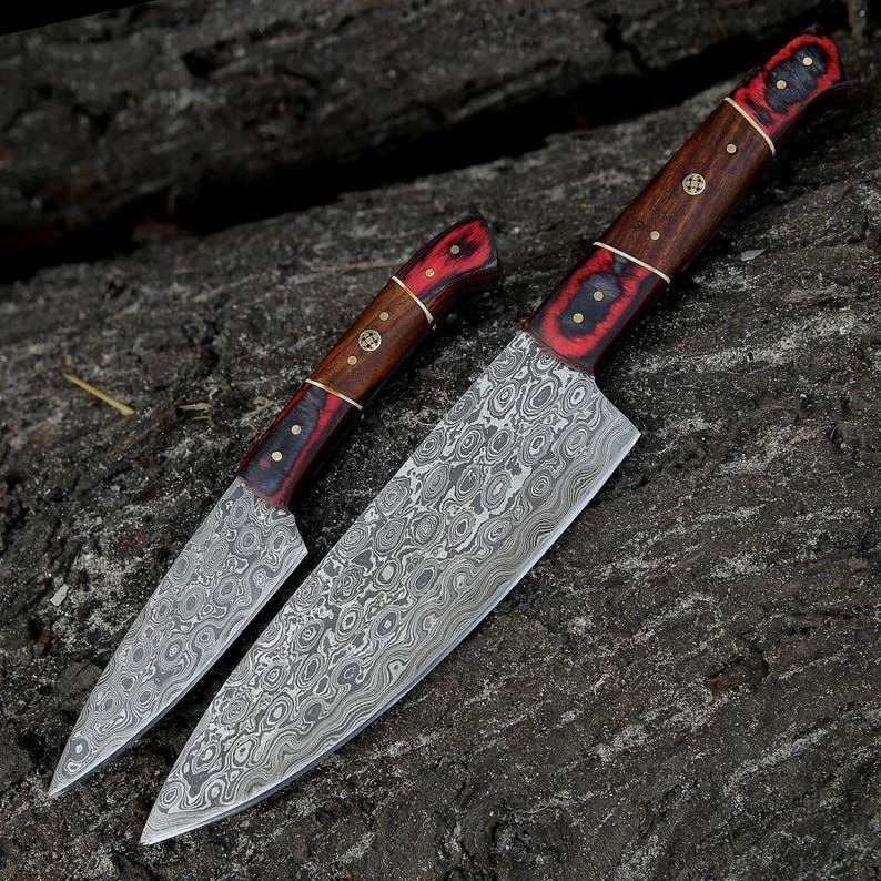 Damascus Paring Knife Set 2 Piece Kitchen Knife Set Small Utility Knives
Opens in a new window or ta