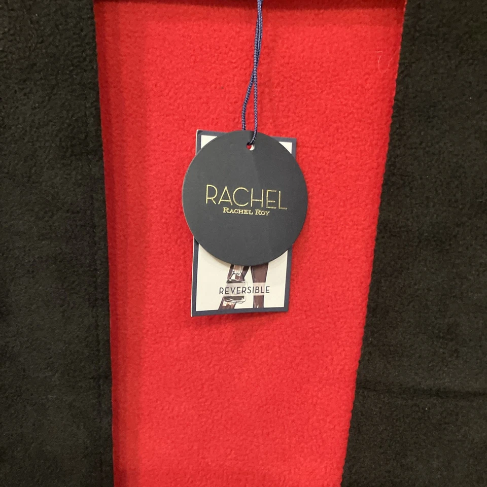 NUEVO Poncho Rachel Roy Reversible Capa Negro Gris Rojo Cuadros, Rojo Sólido Talla Única Foto 4 de 4
