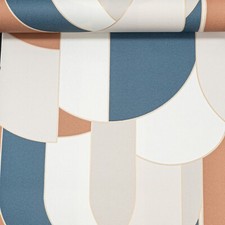 Blue White Goemetric Wallpaper Multi Textured Slightly Imperfect Feature Wall