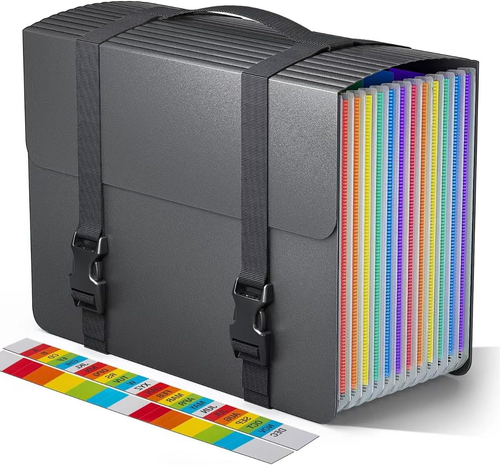 Accordion File Organizer,Expanding File Folders with Handle,12 Pockets Accordian - Picture 8 of 12