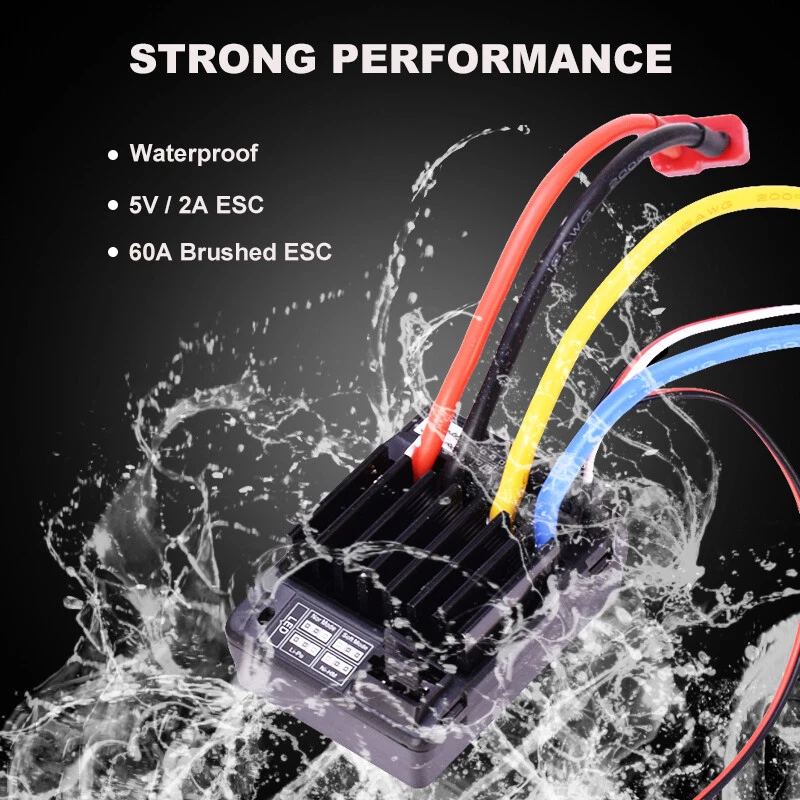 AX-D60A 60A Brushed ESC Waterproof Speed Controller for 1/10 RC Off road Car - Image 2 of 4