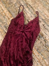 Windsor Magenta Crashed Velvet Assymetric Hem Mini Dress