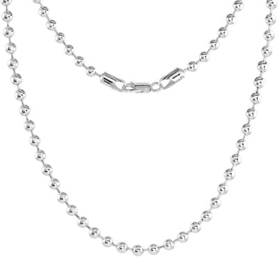 925 Sterlingsilber schlicht Pallini Perlen Kugel Kette Armband Halskette 5 mm 7'' - 30''