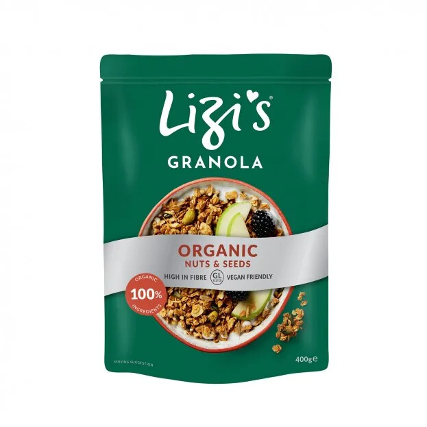 Lizi's Organic Granola Nuts & Seeds - High in Fibre - 400g