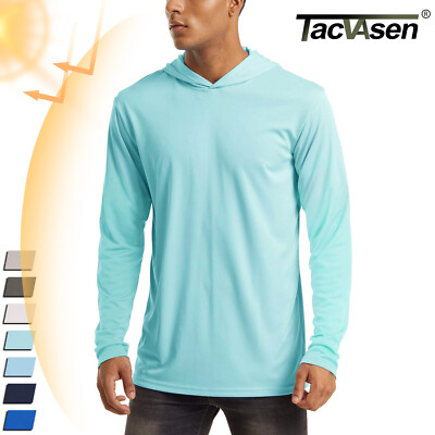 #ad UPF50 Mens Outdoor Fishing Hoodie Sun Block Skin Protection Long Sleeve T Shirt $26.98