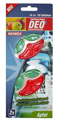 Reinex Spülmaschinen Duft Geschirrspüler-Deo Apfel, Doppelkammer, 2 Stück