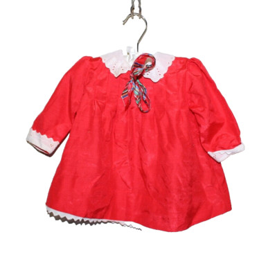 Vintage Girls Dress Size 12m/1 Red White Christmas Preppy Photoshoot Nana's Pet
