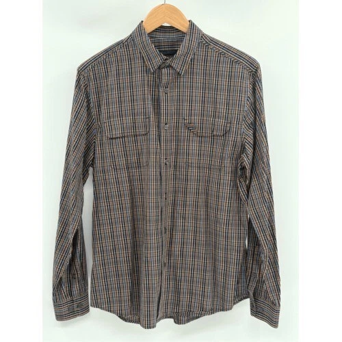 Elie Tahari Button Up Shirt Men Size Medium Brown Blue Black Plaid Long Sleeve - Image 2 of 4