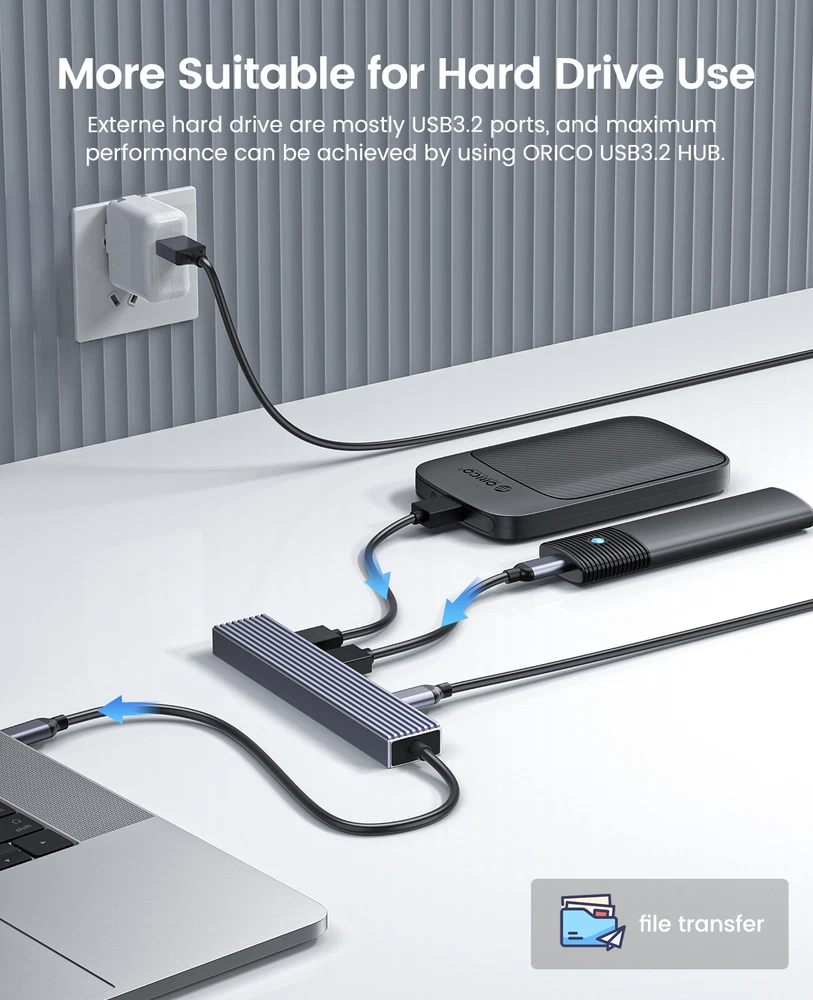 ORICO USB C Hub Type C to USB Hub Adapter Splitter USB 3.2 Gen 2 w/ 4 USB Ports