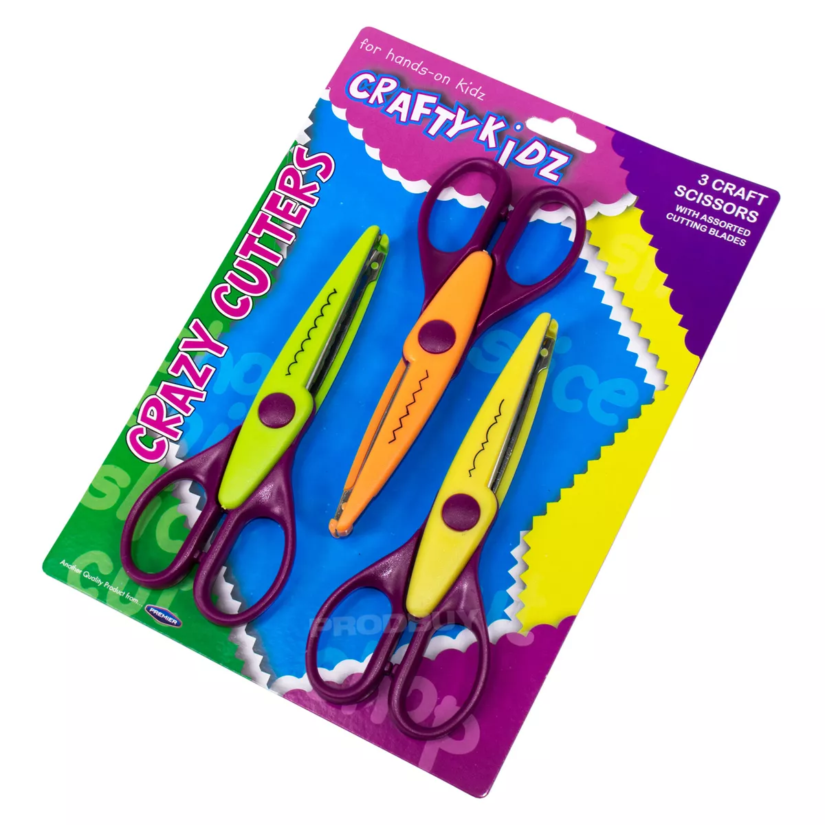 Set of 3 Pairs of Children's Craft Scissors Assorted Blades Art Card Paper  Kids