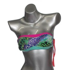 ABS Allen Schwartz Multi-Color Cheetah Print Bikini Top Womens 4 Swim Bandeau