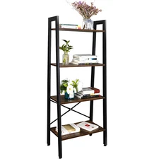 Ladder Shelf 4 Tier Stand Storage Rack Vintage Bookshelf Bookcase Plant Flower 