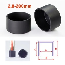 Round Silicone Rubber End Cap Tube Pipe Caps Table Chair Floor Protector Black