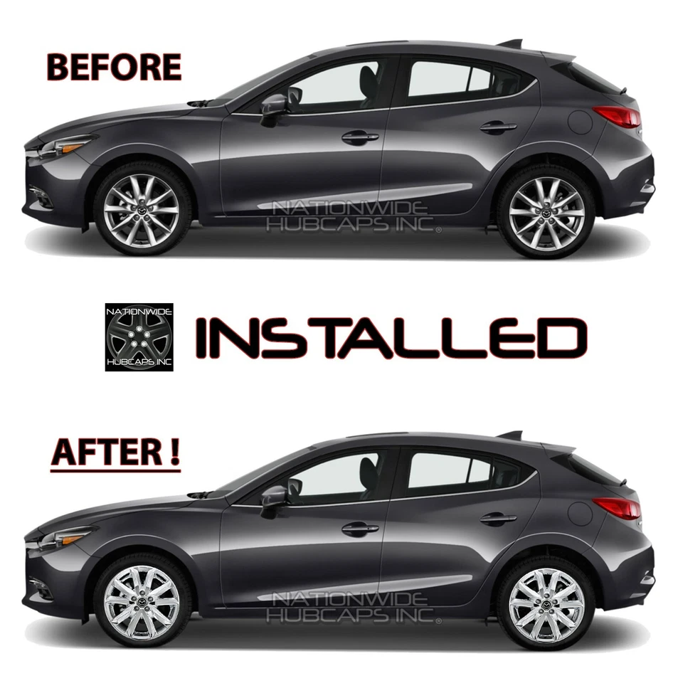 4 хромированных 18-дюймовых колпака ступицы колпаки обода для Mazda 3 Grand Touring 2017 2018 годов выпуска - Изображение 3 из 4