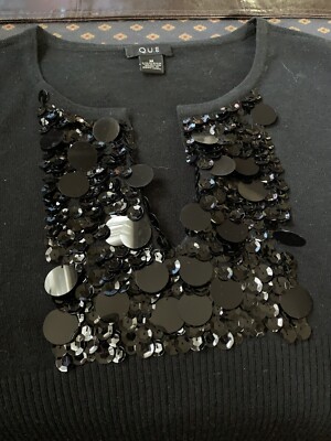 Q.U.E. Women s Black Sleeveless With Sparkly Decoration Stretch Fabric