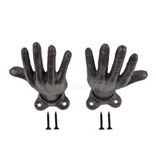 Open Hands Wall Hook Cast Iron Purse Towel Coat Jewelry Hanger Key Rack Set of 2