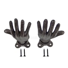 Open Hands Wall Hook Cast Iron Purse Towel Coat Jewelry Hanger Key Rack Set of 2