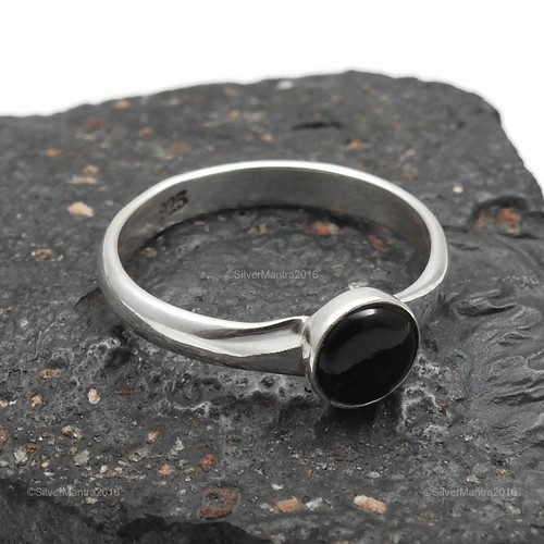 Black Onyx Gemstone Solid Silver Birthday Wife Band Promise Ethnic Ring Jewelry